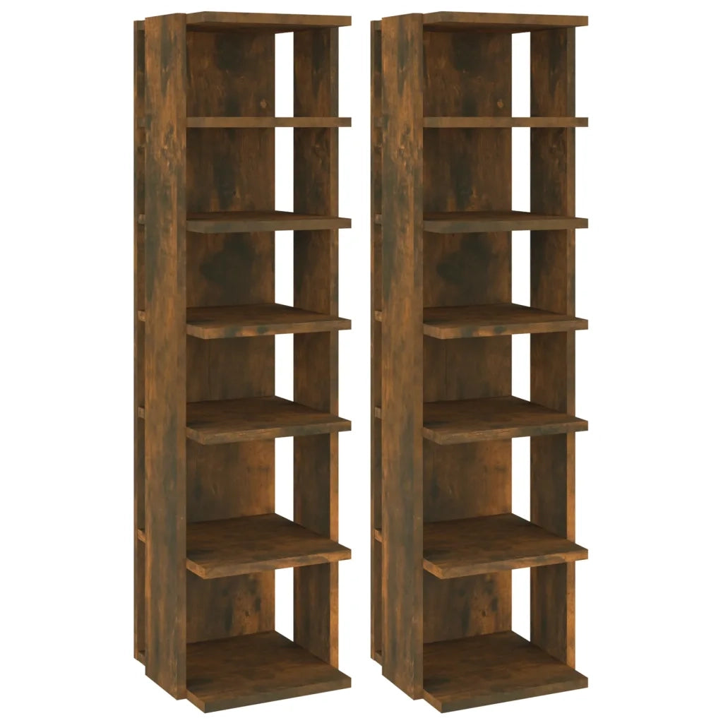 Scarpiere 2 pz | Mobile per scarpe Rovere Fumo 27,5x27x102 cm in Legno Multistrato