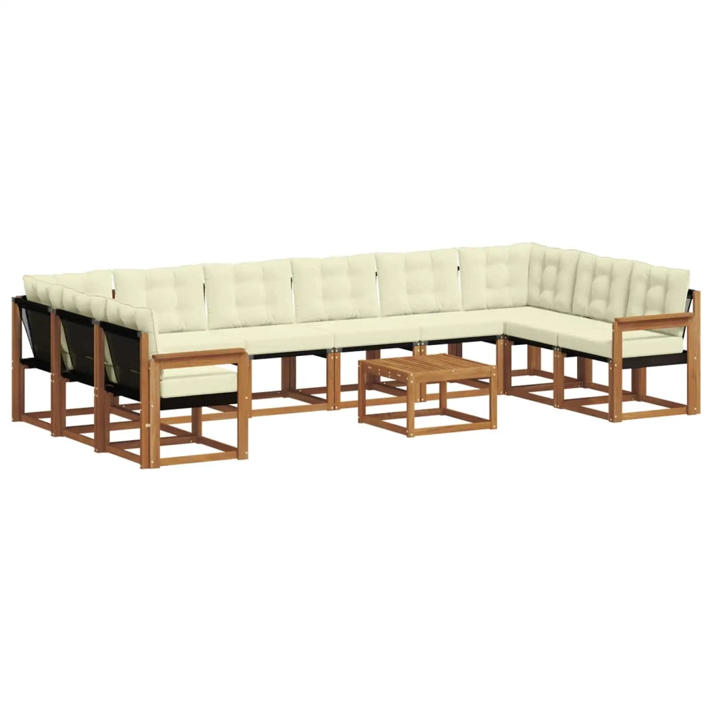 Set di divani da esterno con cuscino 11 pcs Naturale e Crema 3369113