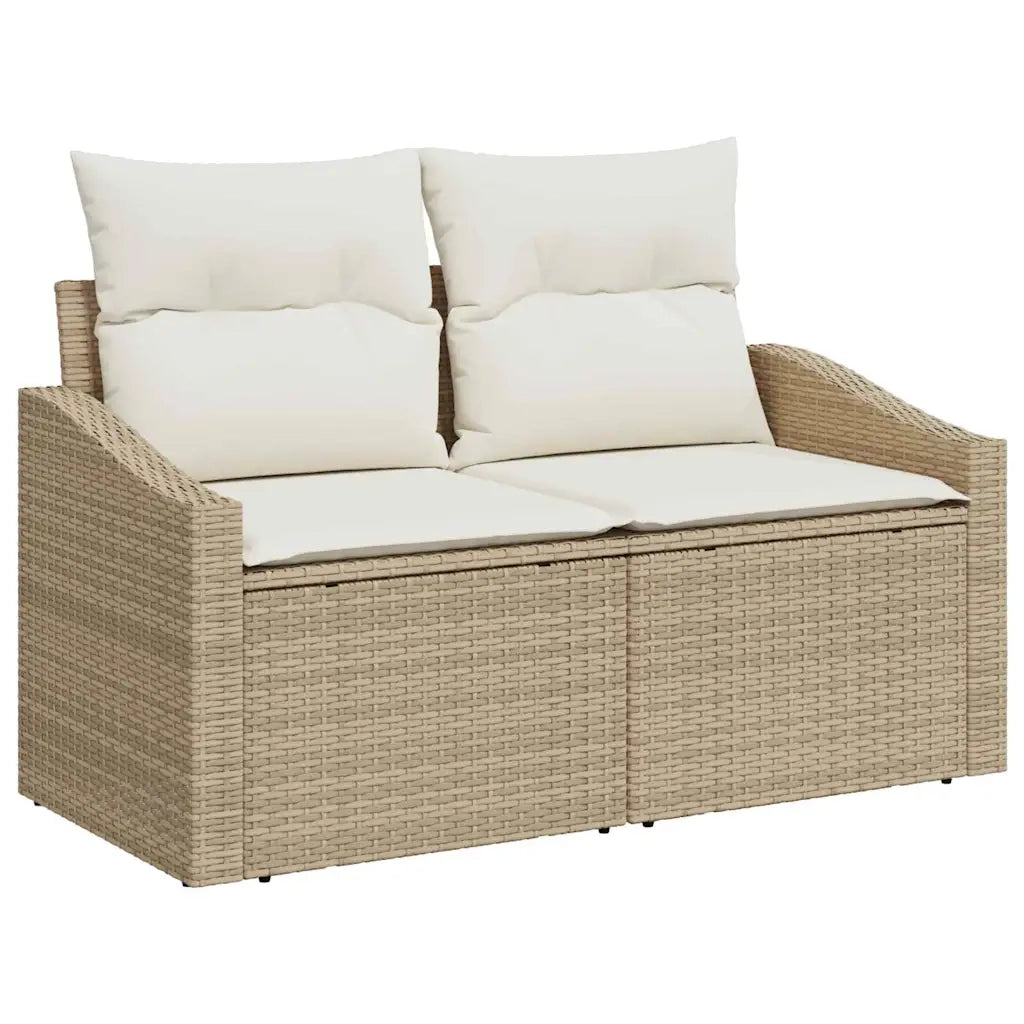 Set Divano da Giardino con cuscino 7 pcs Beige e Crema