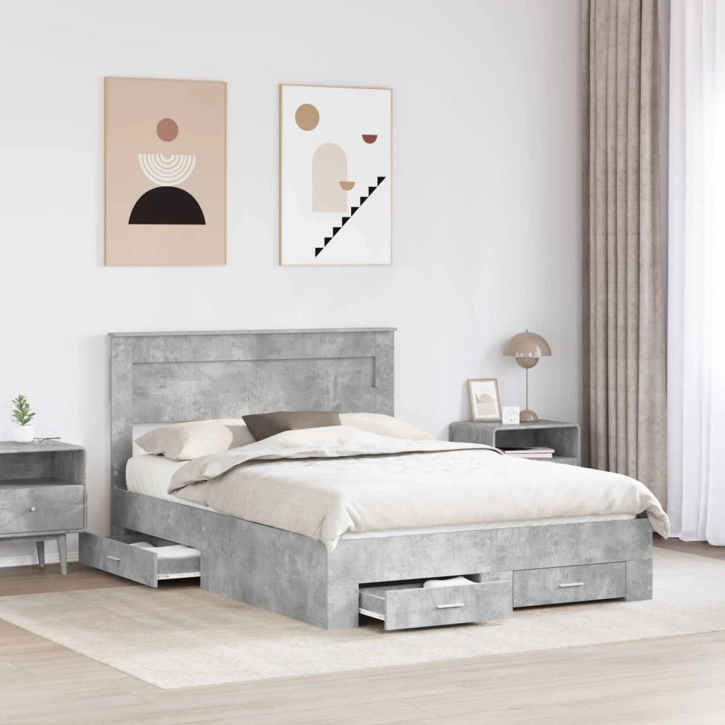 Struttura del letto con testiera Grigio cemento 160 x 200 cm