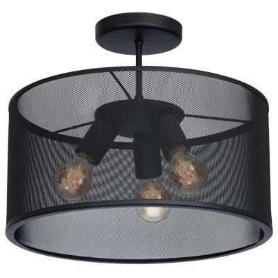 Plafoniera nera in metallo a rete Ø40 Felix 3xE27 Luminex