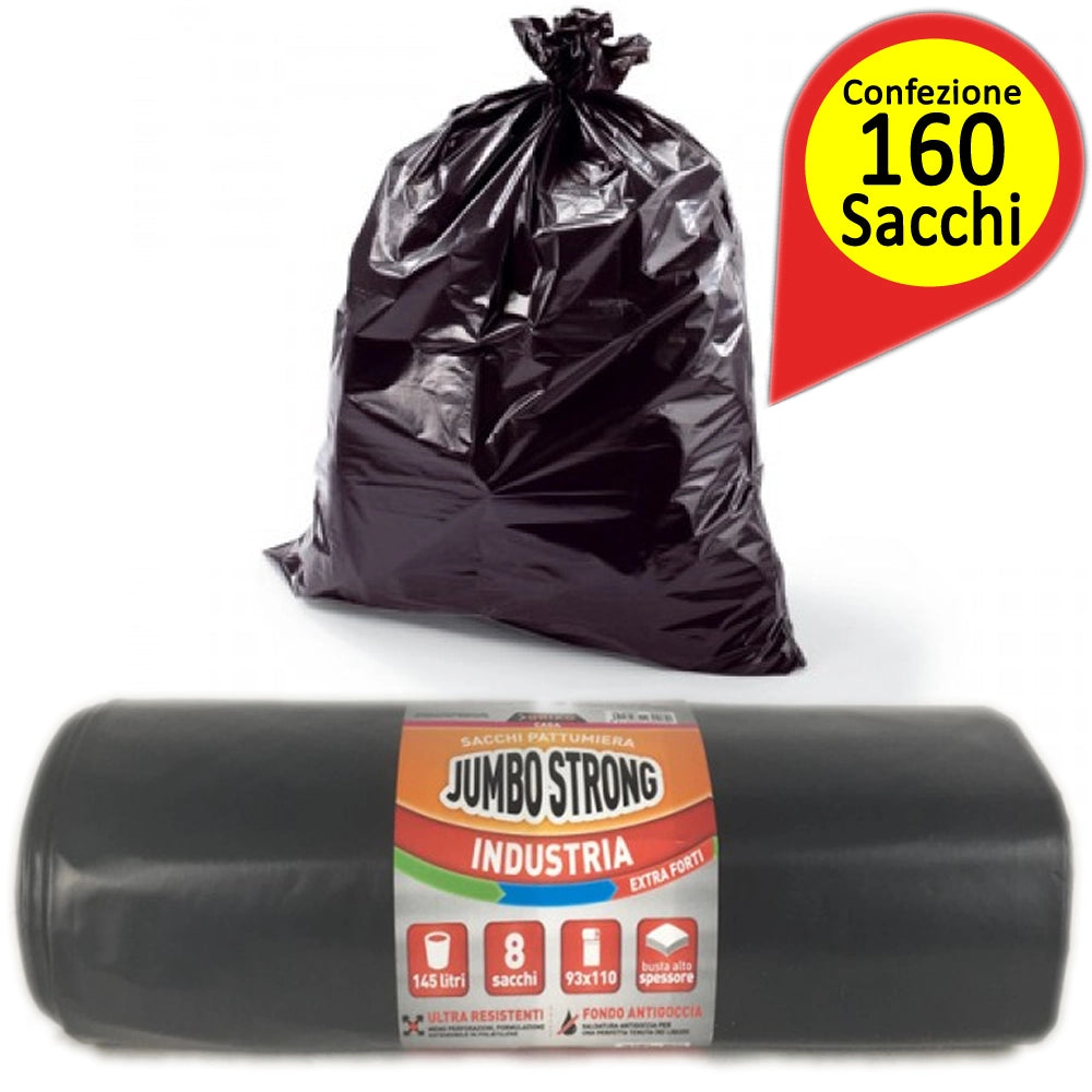 Sacchi per pattumiera jumbo strong extra forti confezione da 160 sacchi