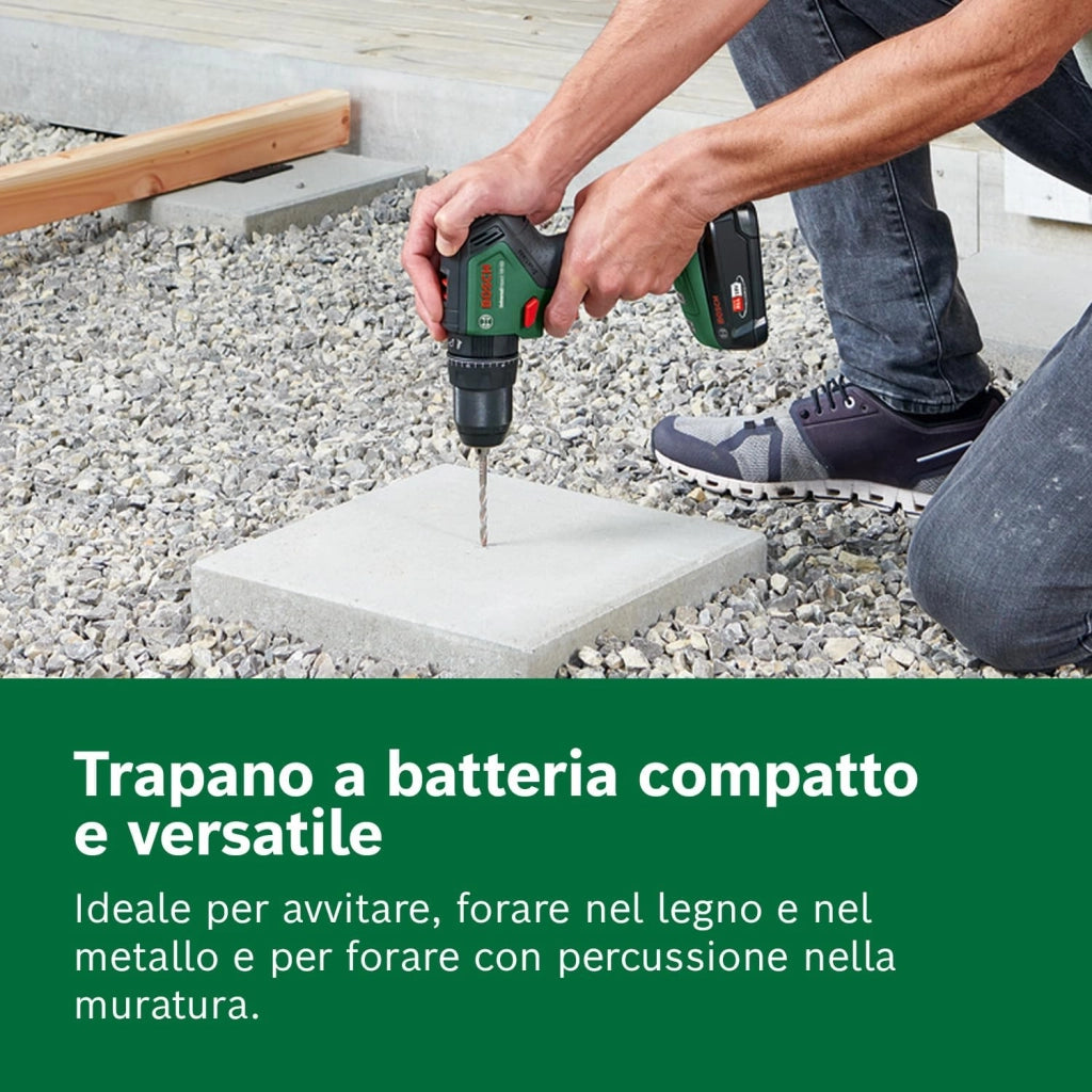 Bosch Trapano con percussione a batteria UniversalImpact 18V-60 (2 batterie da 2,0 Ah, sistema 18 Volt, in valigetta