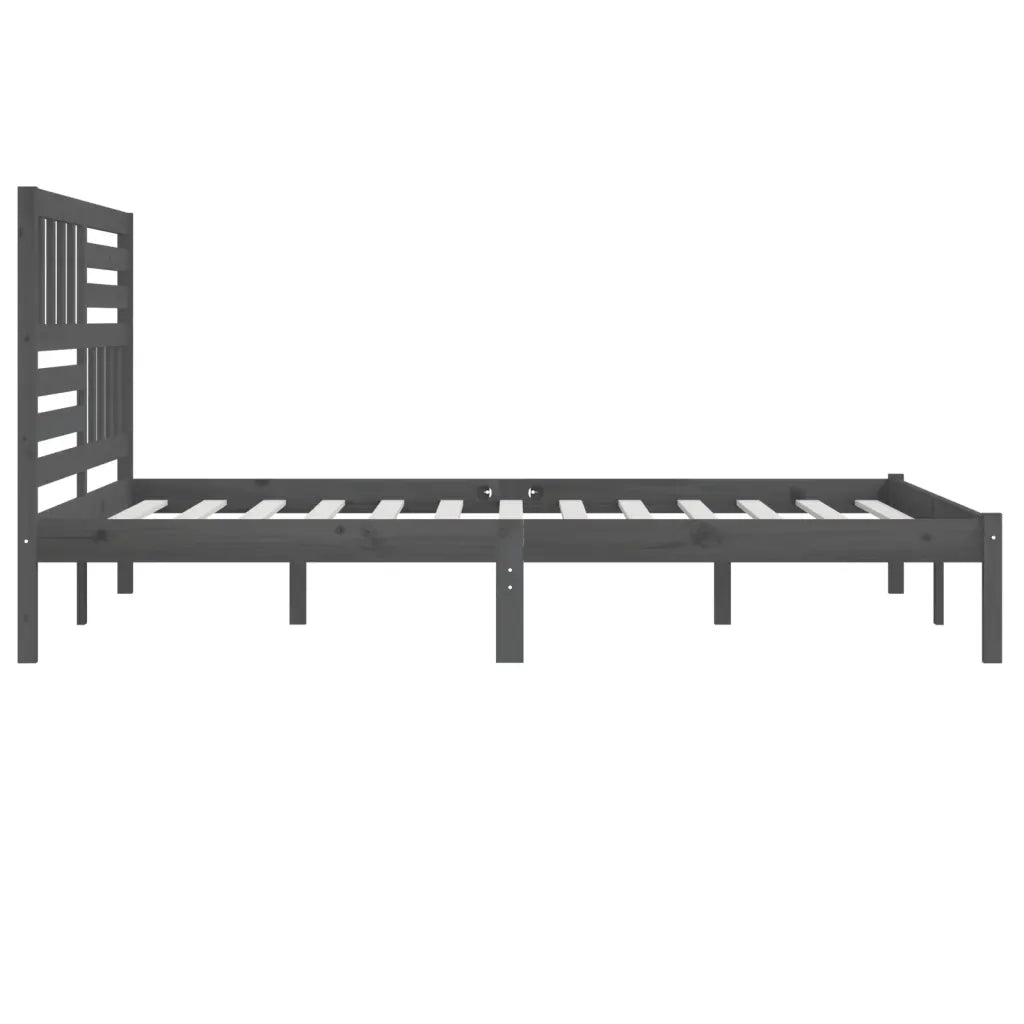 Giroletto-Struttura Letto Grigio in Legno Massello di Pino 200x200 cm 127259
