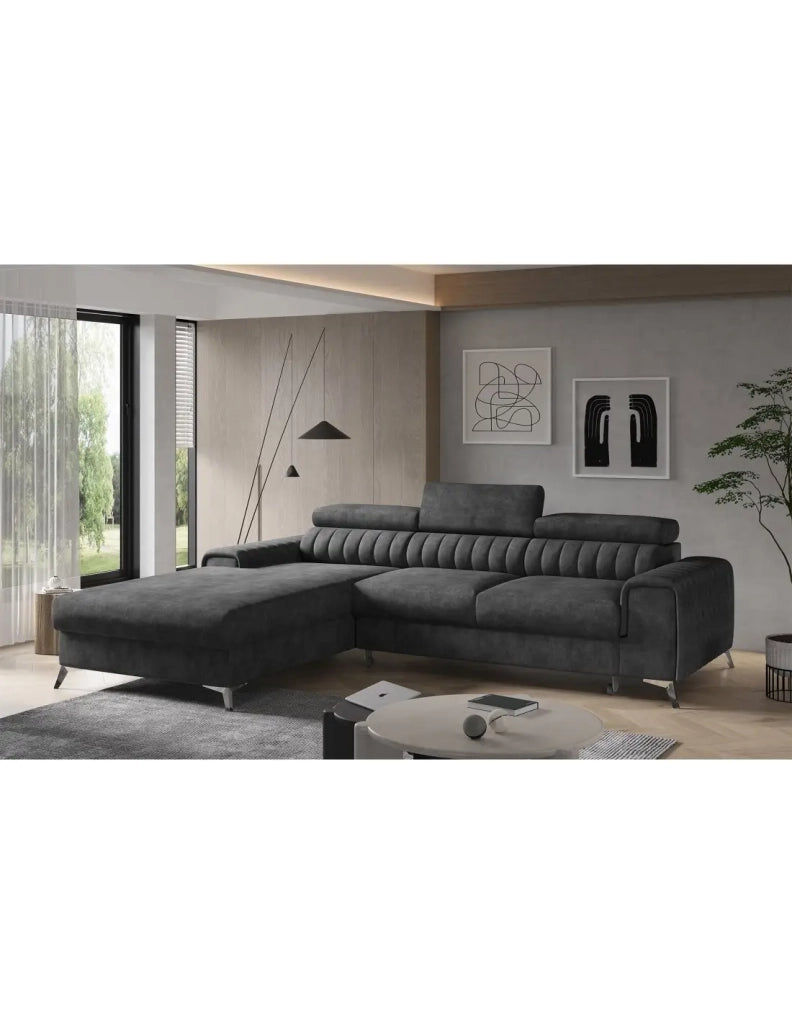 Divano ad angolo sinistro Grigio scuro mélange convertibile 3 posti JAYSON con chaise longue
