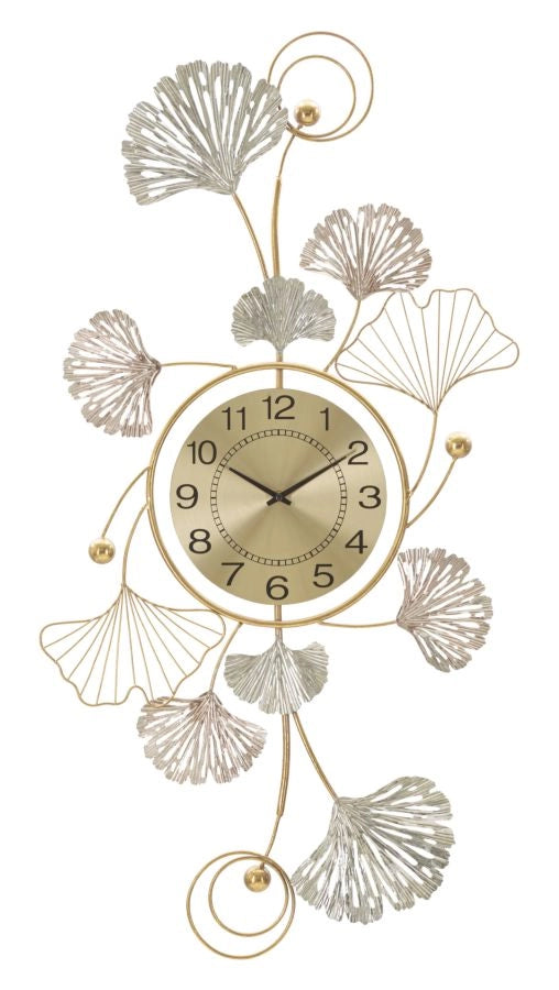 Pannello da Muro Leavy con Orologio 52,5x3,5x102 cm in Ferro