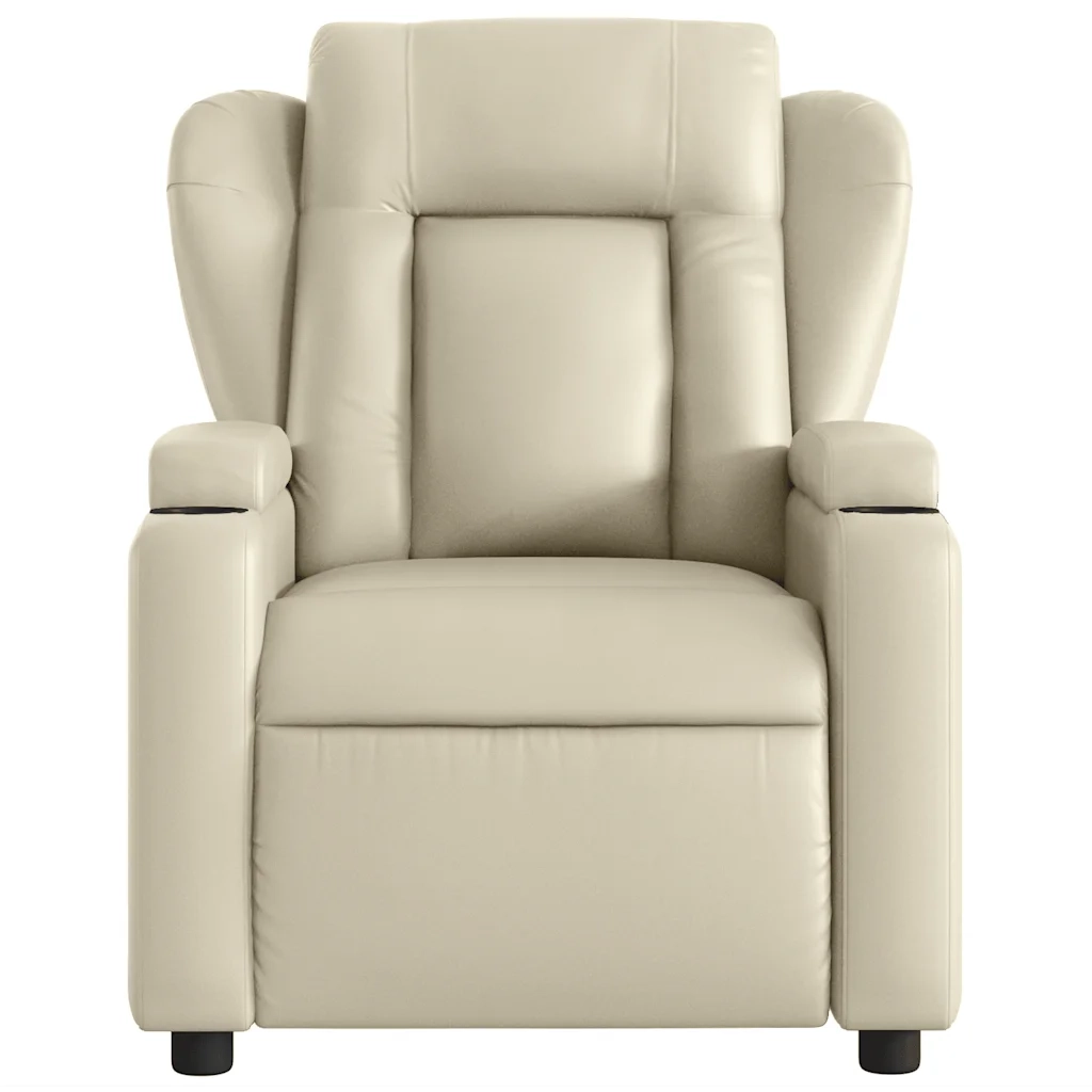 Divano Sedia-Poltrona reclinabile massaggiante in Similpelle Crema 658412