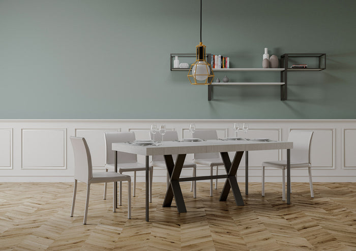 Consolle Allungabile 90-196x40x77 cm in Nobilitato Bianco