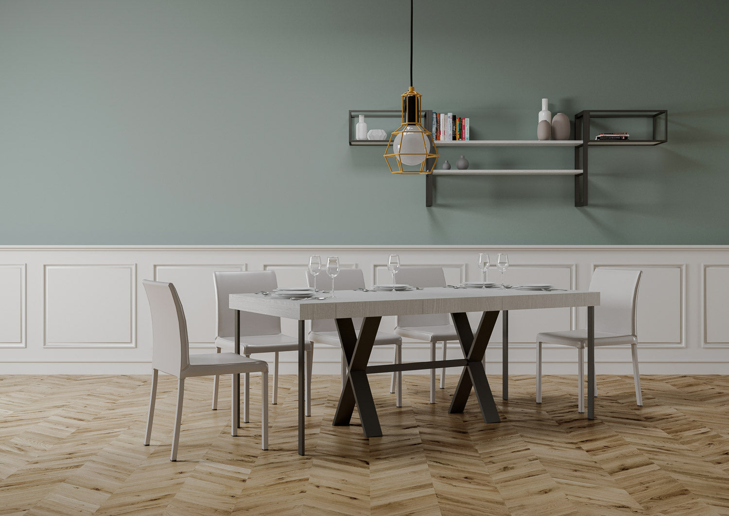 Consolle Allungabile 90-300x40x77 cm in Nobilitato Bianco