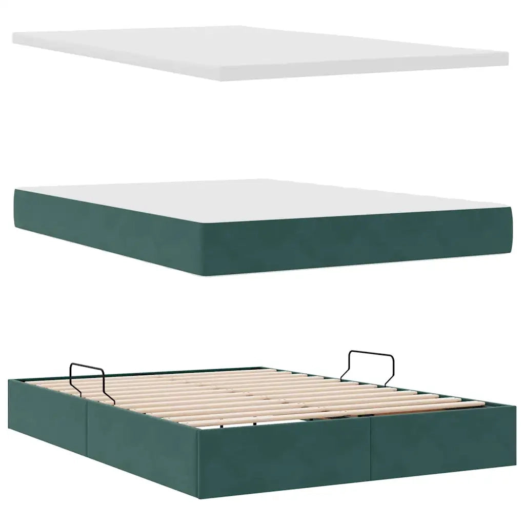 Letto con Contenitore Verde Scuro 140 x 200 cm Velluto 3370764