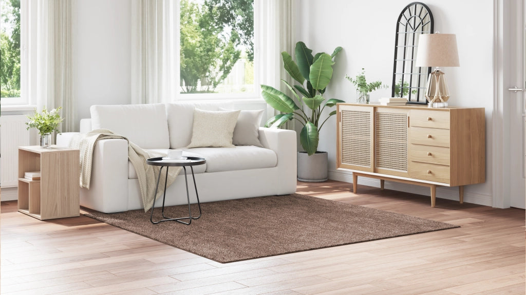 Tappeto shaggy  con supporto in lattice marrone 200x200 cm
