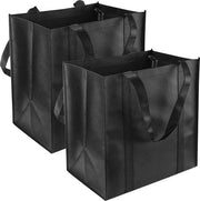 Borsa da spesa pieghevole con cerniera - Dimensioni: 38 x 35 x 25 cm - Tote con manici - Borsa in tessuto - Nero - Manico lungo.