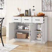 Credenza 3 ante e 3 cassetti, credenza con ripiani interni regolabili, kit antiribaltamento, stile fienile, 108 x 38 x 81 cm, armadio portaoggetti per cucina, sala da pranzo