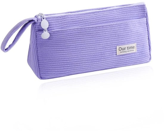 Etui per borsa, per adolescenti, per adulti, doppio contenuto, materiale tessile, manuale, chiusura a slitta liscia, per scuole, uffici