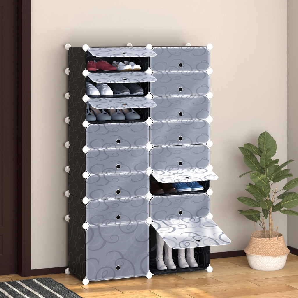 Armadio modulabile per scarpe ¨C Zephmum ¨C 14 cubi rettangolari e 2 cubi grandi, 95x37x160 cm