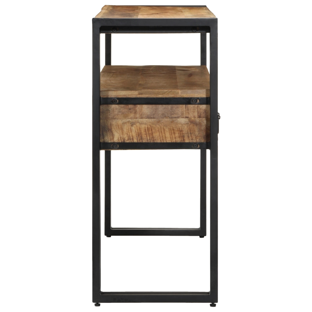 Tavolini Nero 120x33x75 cm Legno Massello di Mango e Metallo