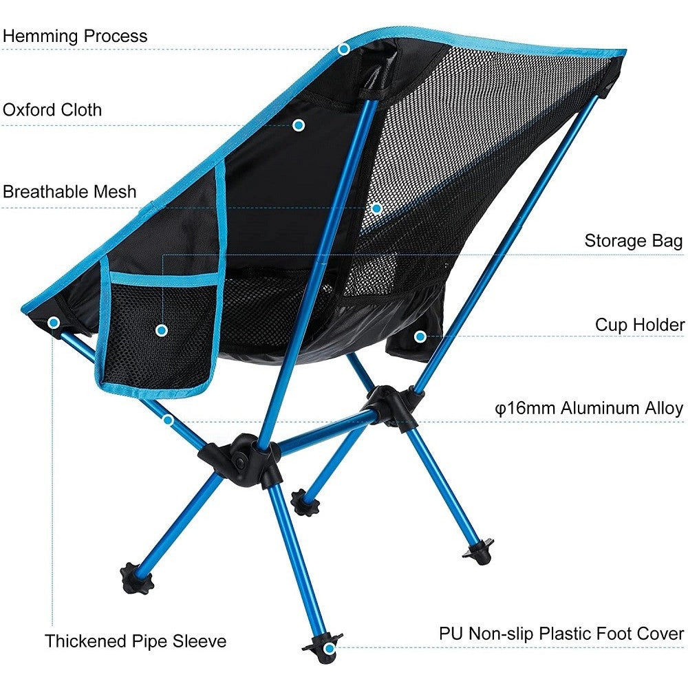 Trade Shop - Sedia Pieghevole Da Campeggio Con Borsa Portatile Spiaggia Pesca Picnic Giardino -