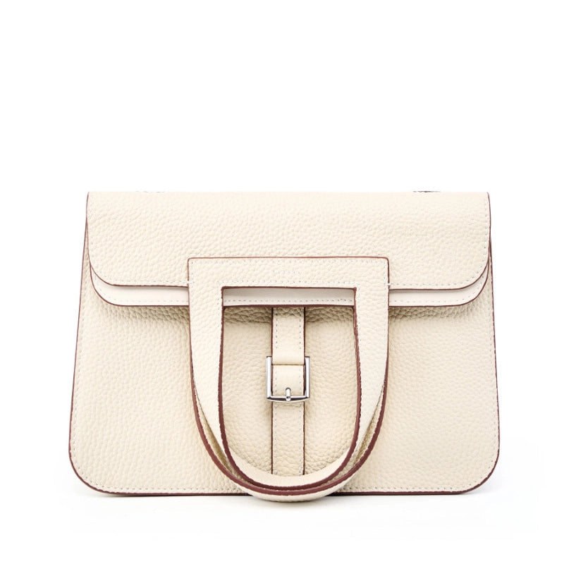Borsa a mano casual da donna in vera pelle bianca