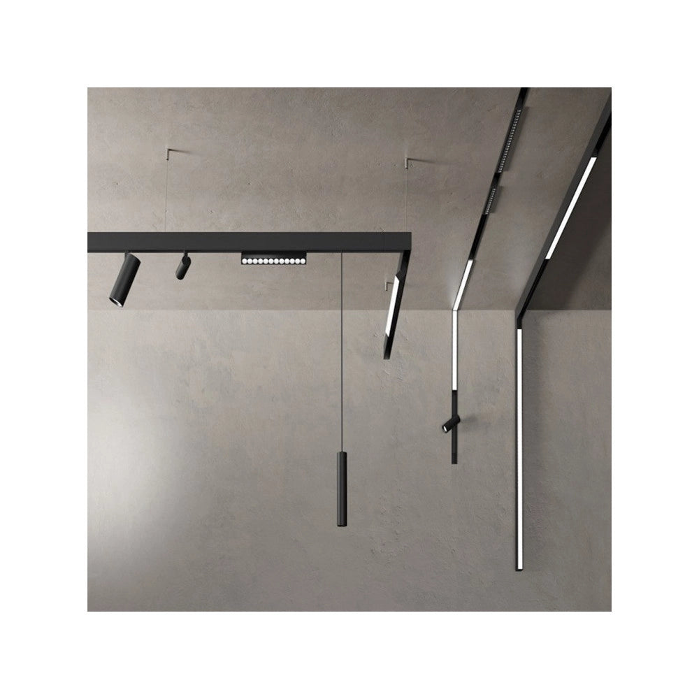 Trade Shop - Binario Lineare Esterno In Alluminio Nero Per Track Lights Magnetiche Dc 48v 2mt Gf-3-2m -