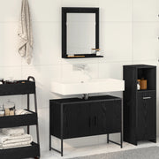 Set di mobili per bagno a 2 pezzi in legno ingegnerizzato nero