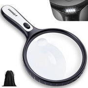 Vergrootglas con illuminazione LED - con tasca di stoccaggio e panno pulito - per lettura e ispezione per anziani
