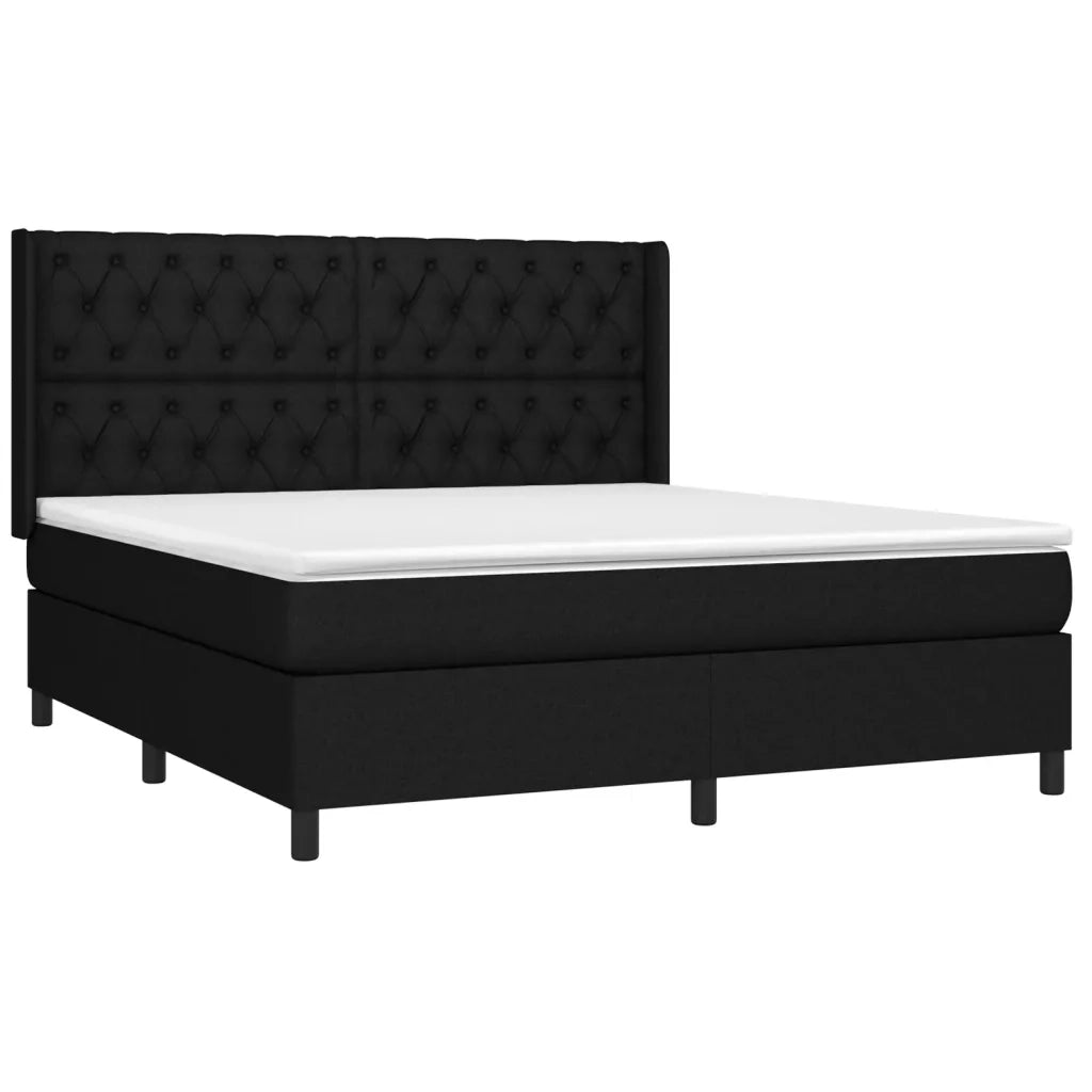 Letto a Molle con Materasso e LED Nero 160x200 cm in Tessuto 3138567