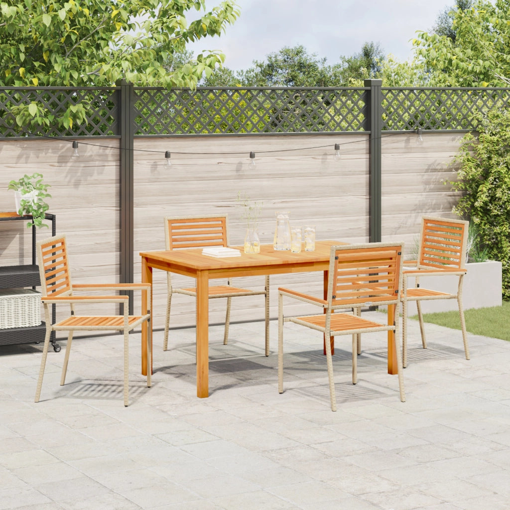 Set pranzo giardino 5 pezzi Beige Polyrattan Acacia