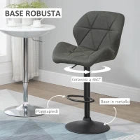 Set 2 Sgabelli da Bar con Altezza Regolabile, Base in Metallo e Seduta in Finta Pelle, Sgabelli con Schienale e Poggiapiedi, 51.5x57.5x93-114.5 cm, Verde Militare