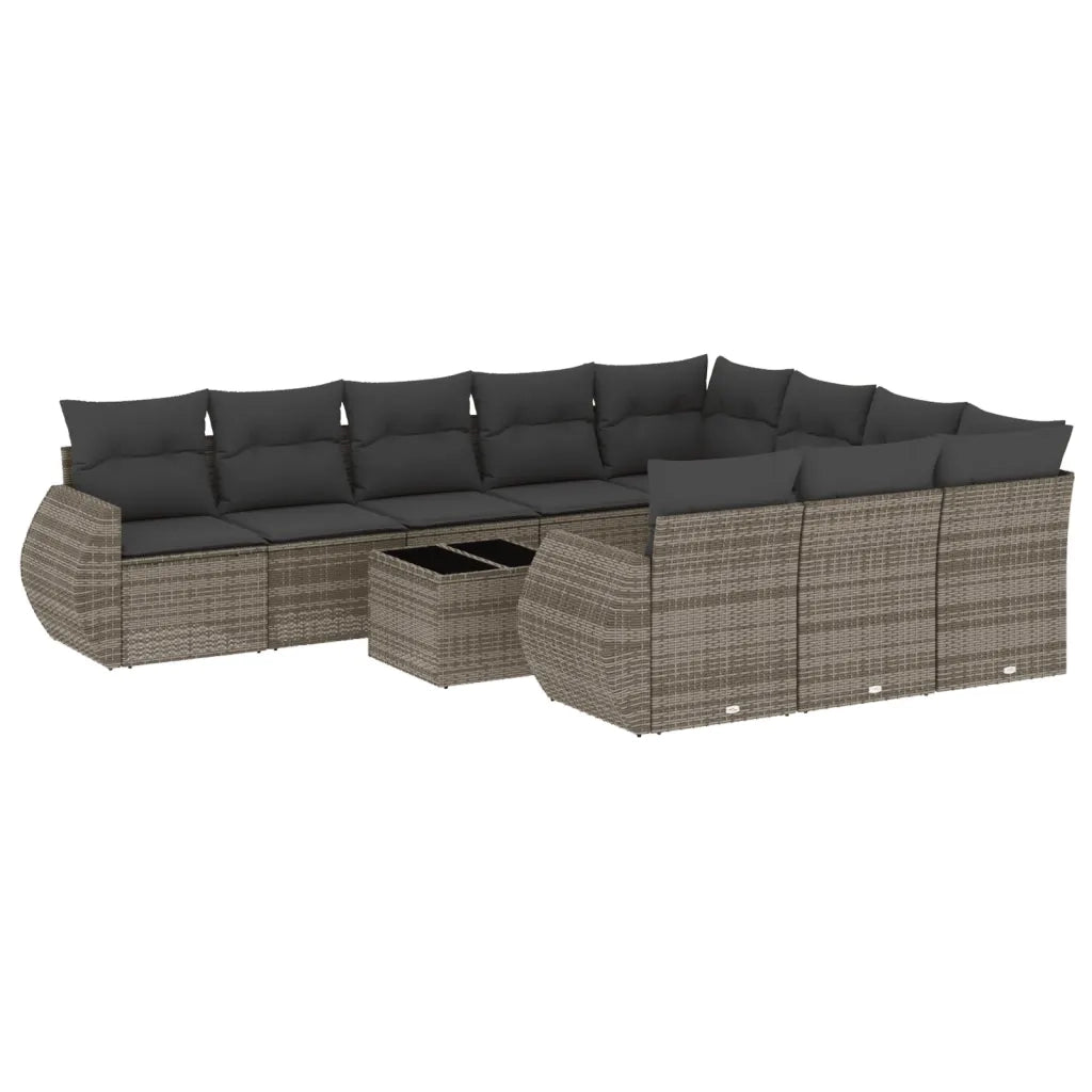 Set Divani da Giardino 11 pz con Cuscini in Polyrattan Grigio 3221899