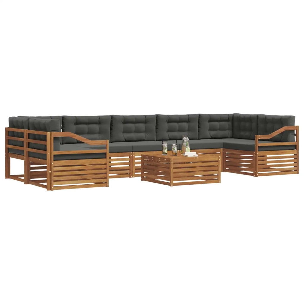 Set di divani da esterno con cuscino 8 pcs Naturale e Antracite