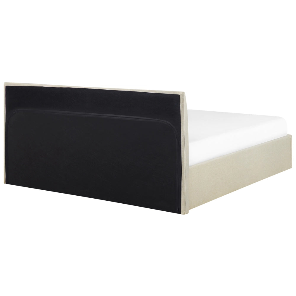 Struttura del letto Beige King Size 5 piedi Sollevare contenitore con testiera