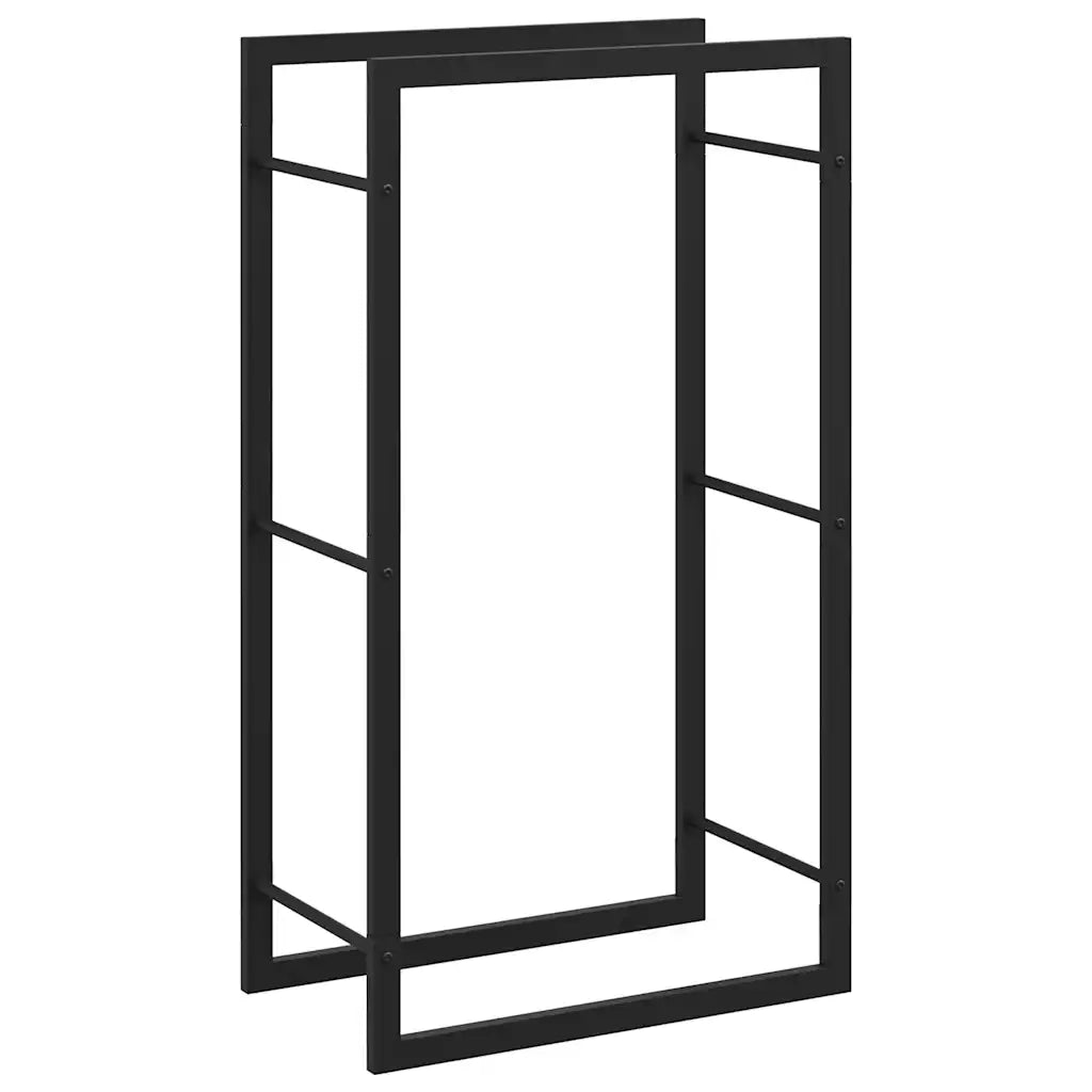Portalegna-Scaffale per Legna Nero Opaco 50x28x94 cm Acciaio