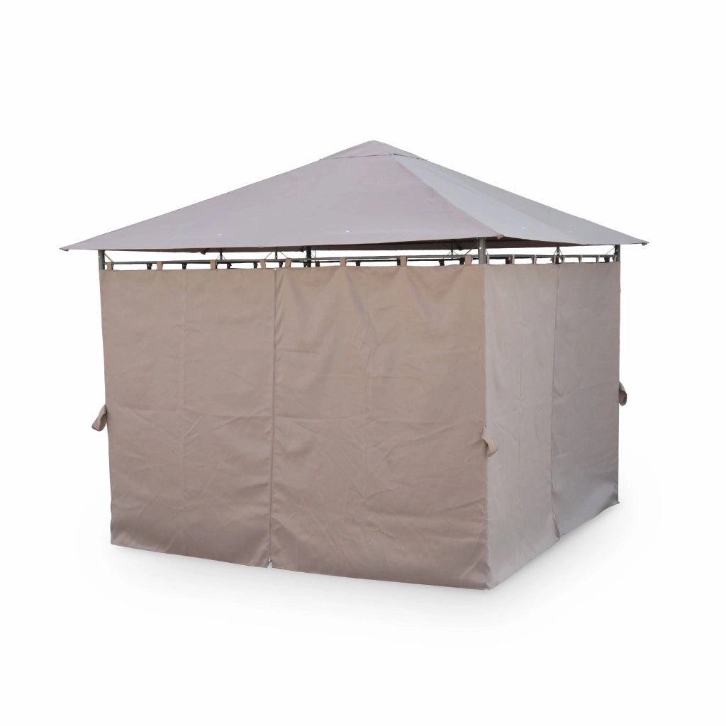 Gazebo da giardino 3x3m struttura in alluminio con tende scorrevoli,