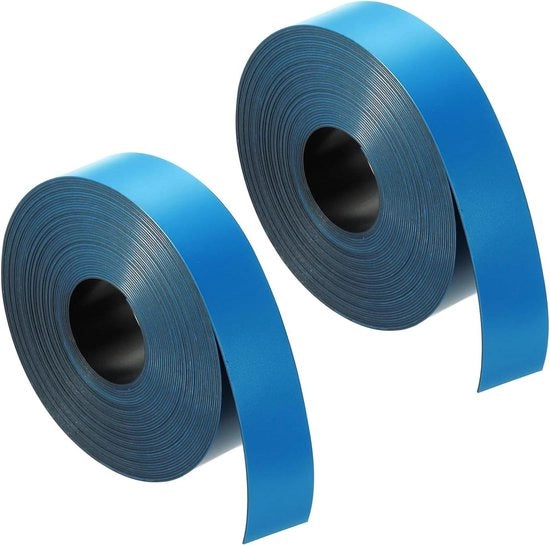 Strisce magnetiche per lavagne bianche e frigoriferi, set da 2, blu, nastro magnetico, 66,25 piedi, etichette, attività di fai da te