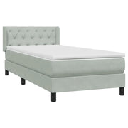 Letto singolo | Letto per adulti | Giroletto a Molle con Materasso Grigio Chiaro 80x220 cm Velluto