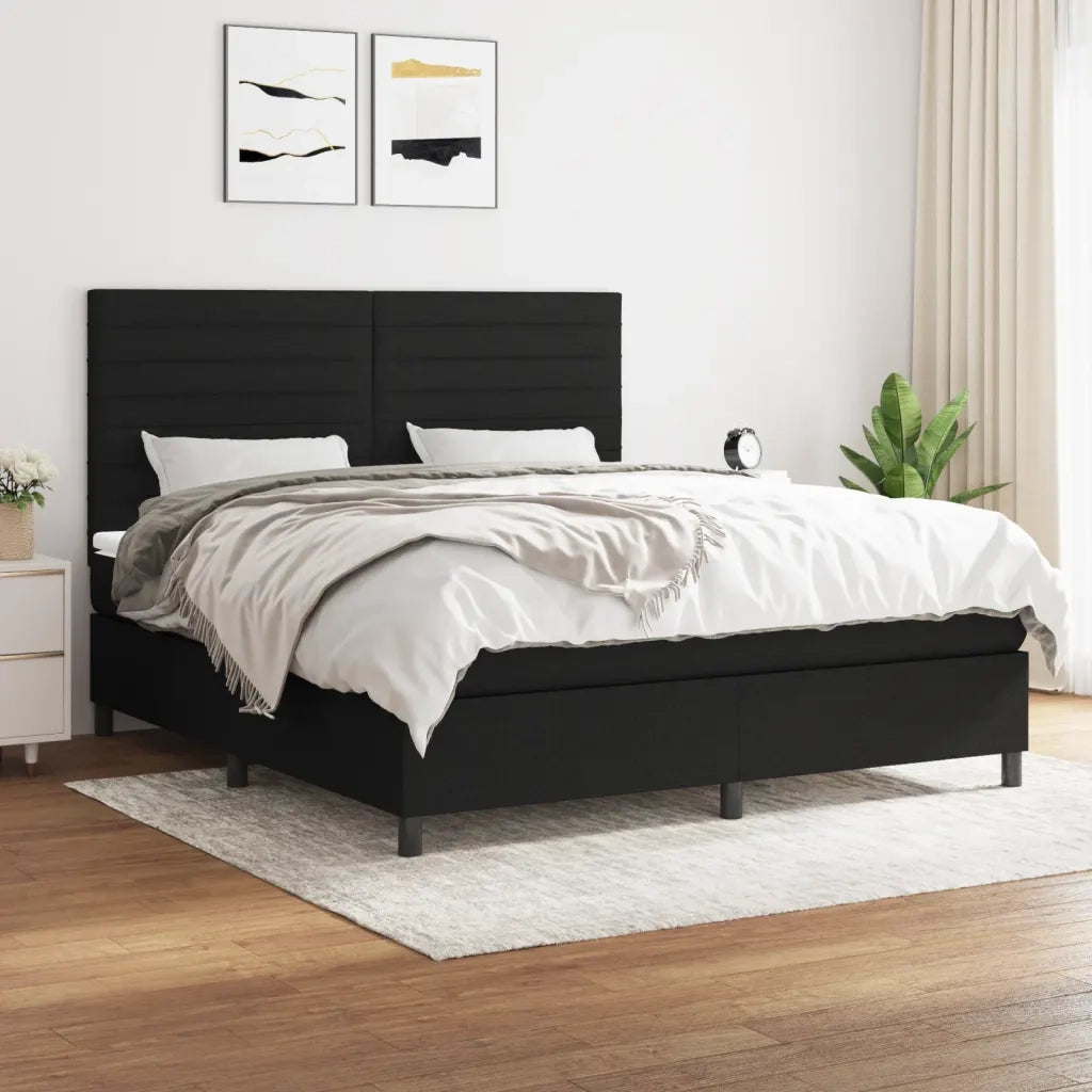 Giroletto a Molle con Materasso Nero 160x200 cm in Tessutocod mxl 123638