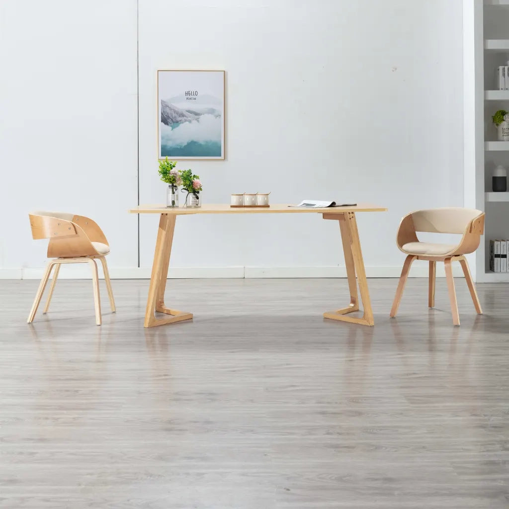 Sedie da Pranzo 2 pz Crema in Legno Piegato e Similpelle cod mxl 18668