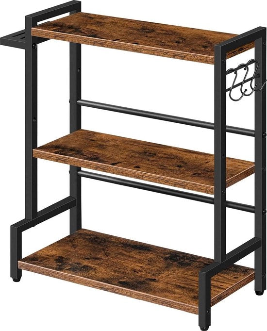 Organizzatore per Lavandino con 3 ganci e mollettiere - Zampe regolabili - Nero scuro-grigio