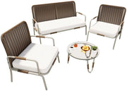 Ottima vita all'aperto - Set di divani - Resistente al tempo - Cuscini spessi 8 cm - Facile da pulire - Comfort di lusso - Inclusa tavola da caffè - Per giardino e balcone