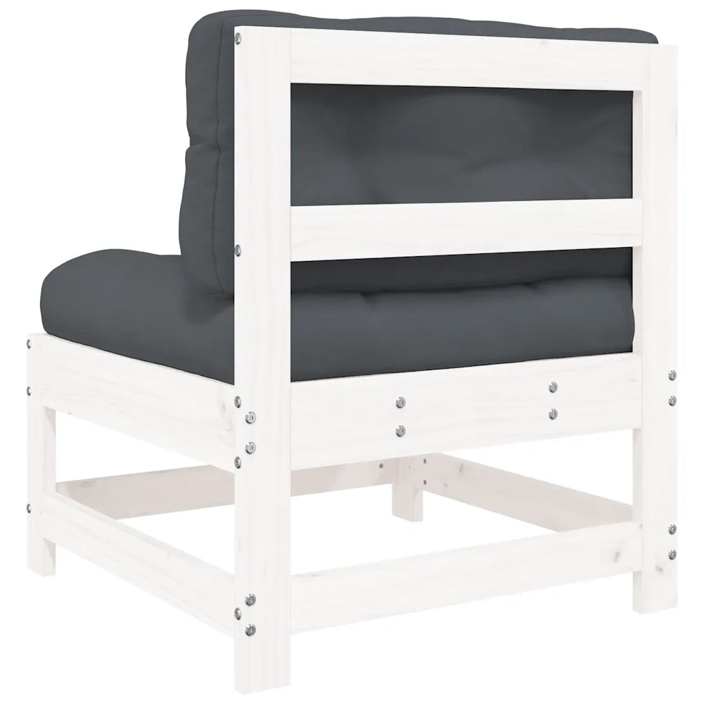 Divano componibile-Divani Centrali con Cuscini 2 pz Legno Massello di Pino Bianco 811232