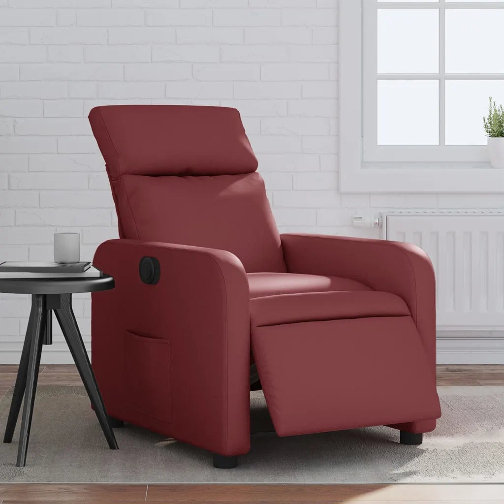 Poltrona Reclinabile Elettrica Rosso Vino in Similpelle