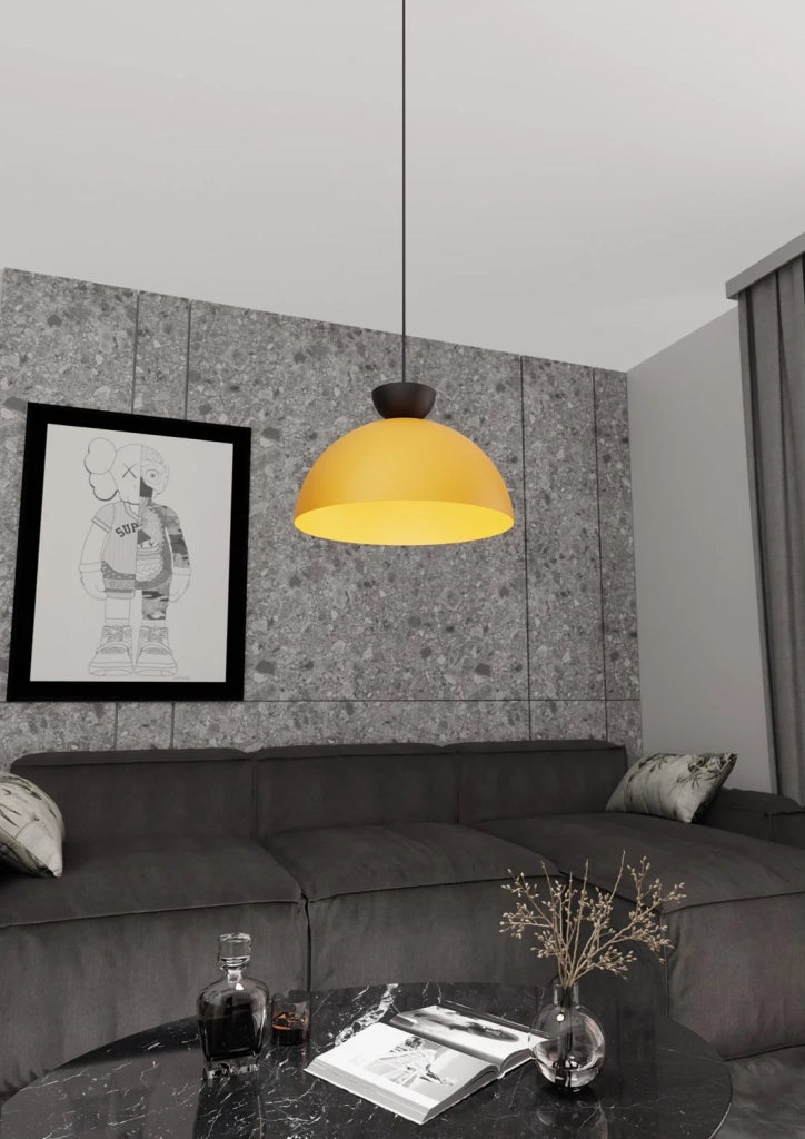 Lampadario Minimal Efesto Acciaio Nero Arancione 1 Luce Gx53
