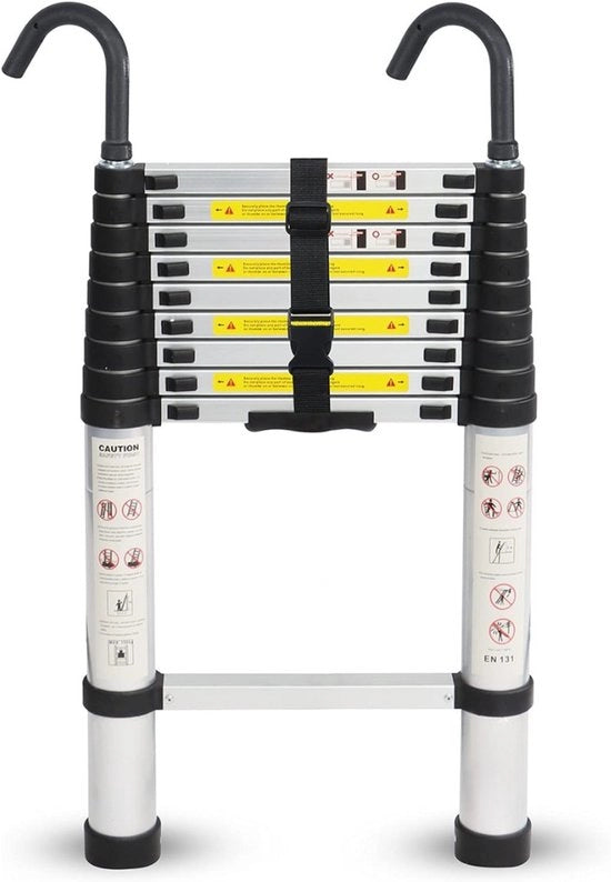 Scala Telescopica - Scala Voluta Telescopica - Altezza di Lavoro - Alluminio - Adatto per Uso Privato e Professionale - Scala Voluta Telescopica - Massimo Carico 150 kg