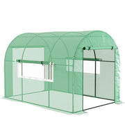 SERRA A TUNNEL PER ORTO 3X2X2 M IN ACCIAIO E PE ANTI UV CON PORTE AVVOLGIBILI E FINESTRE, VERDE
