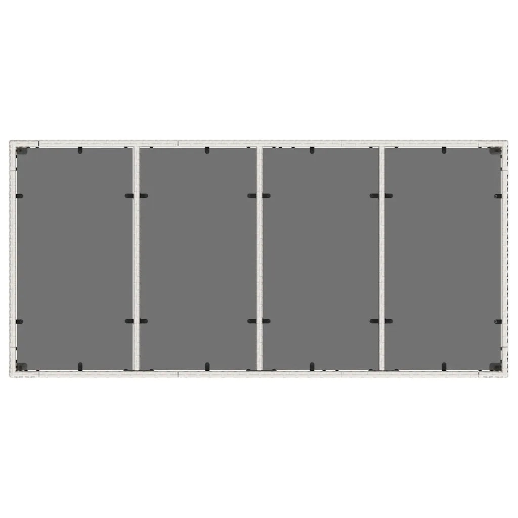 Tavolo Giardino Piano in Vetro Bianco 190x90x75 cm Polyrattan 368129