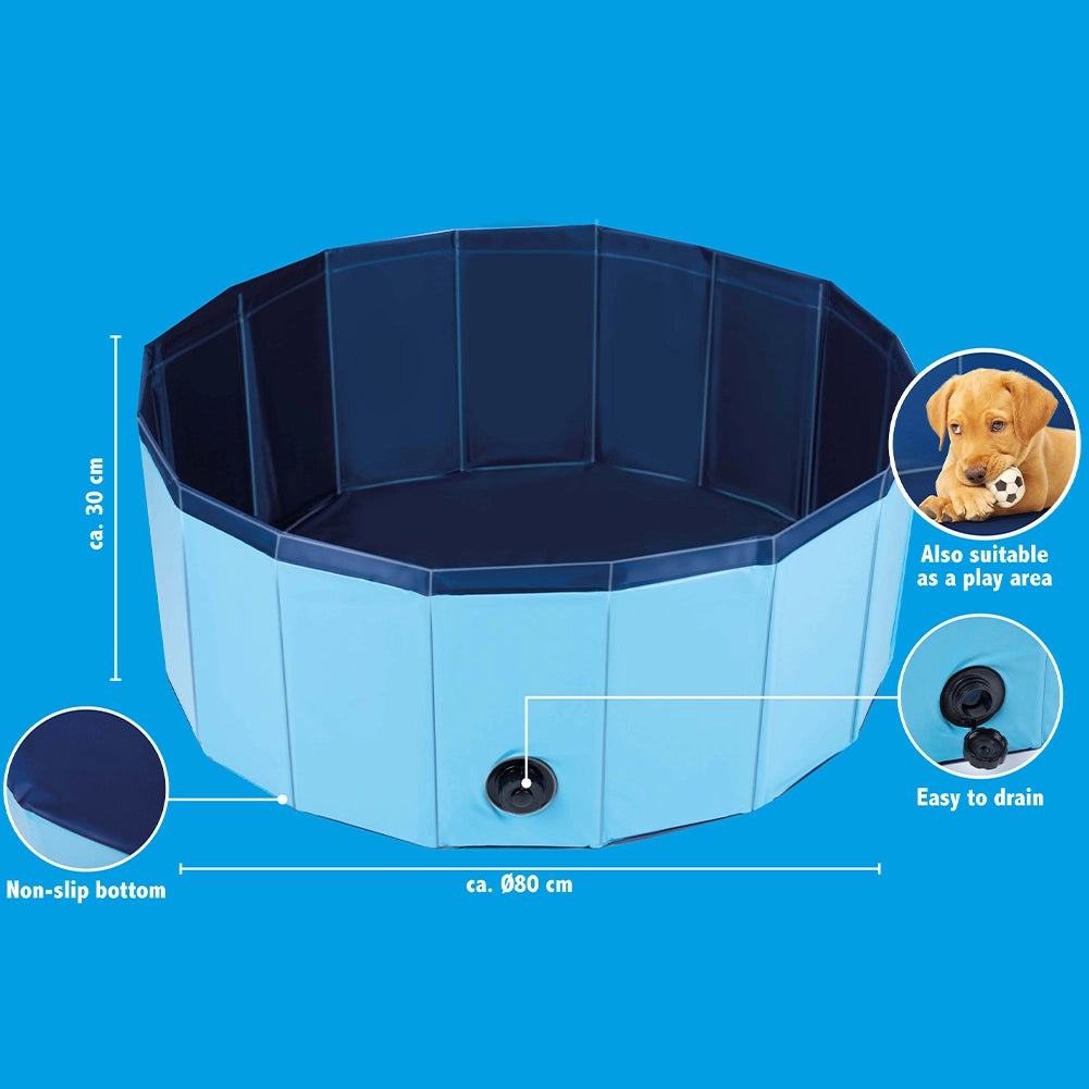 Piscina per Cani Pieghevole con Fondo Antiscivolo Vasca Animali Domestici 80 Ø