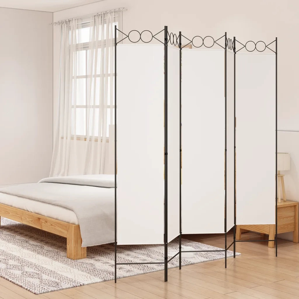Divisorio Ambienti | Divider per stanze | Paravento a 5 Pannelli Bianco 200x200 cm Tessuto