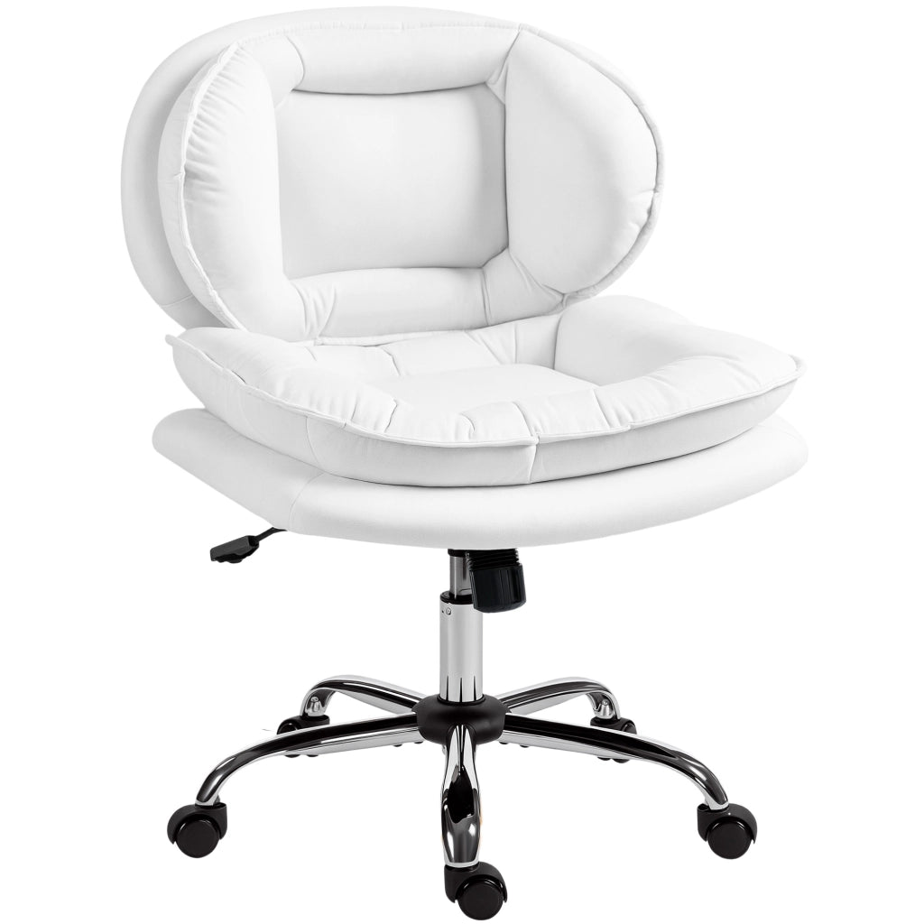 Sedia da Ufficio ¨C zephmum ¨C Imbottita Basculante in Tessuto Bianco