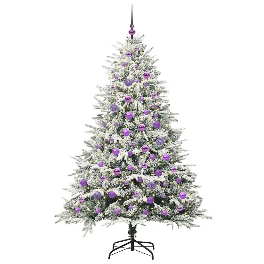 Albero di Natale Artificiale Pre-illuminato con Set di Palline