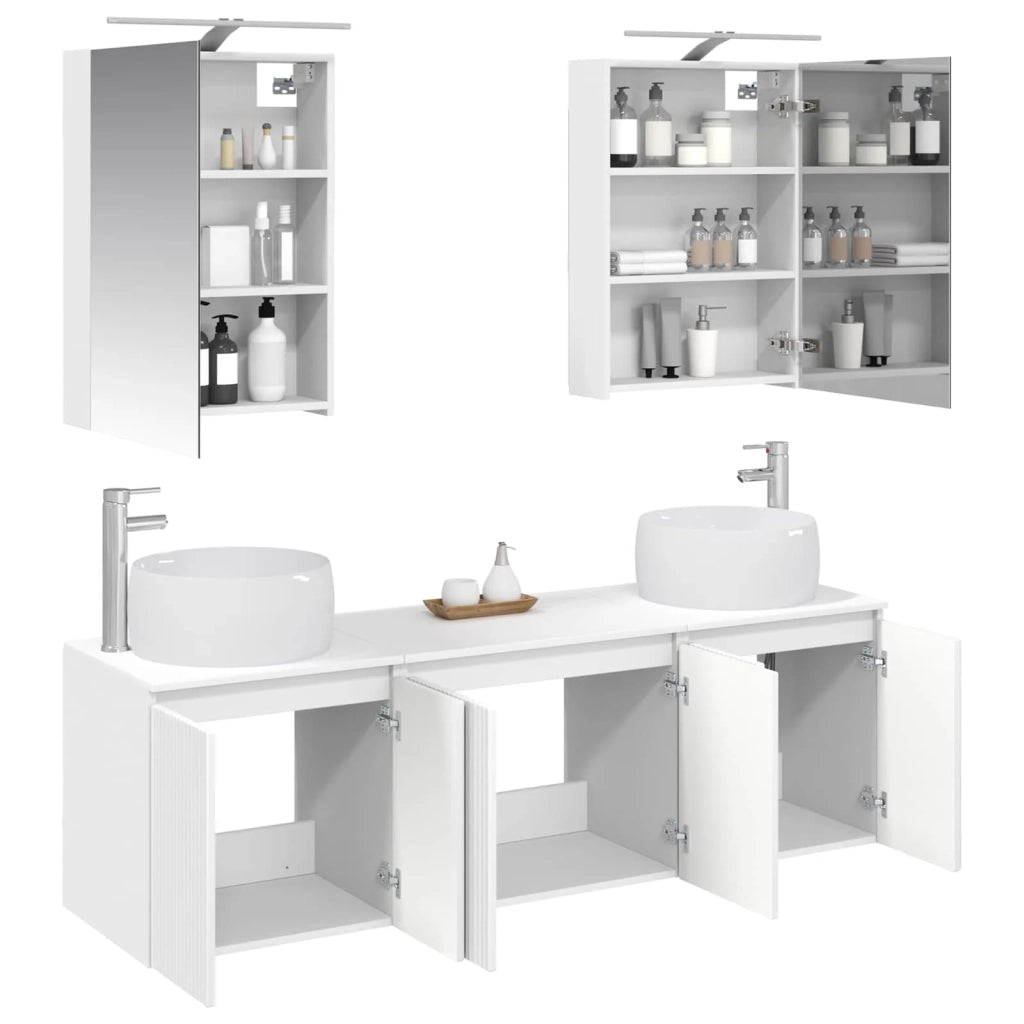 Set di Armadi da Bagno 5 pcs Bianco Legno ingegnerizzato 3406511